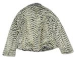 Smetanovo-šedý vzorovaný kožešinový podšitý kabát s límečkem zn. M&S