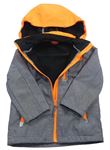 Neonově oranžovo-šedá softshellová bunda s kapucí Kiki&Koko