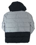 Stříbrno-černá šusťáková zimní bunda s kapucí zn. Primark