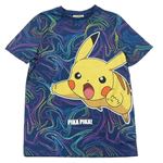 Tmavomodro-barevné vzorované tričko Pikachu F&F