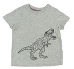 Světlešedé melírované tričko s dinosaurem Nutmeg