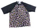 Černo-růžové UV tričko s leopardím vzorem a logem Hype 