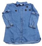 Modré propínací košilové šaty riflového vzhledu s hvězdami z flitrů Zara