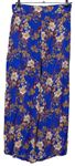 Dámské modré květované culottes kalhoty 