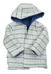 Modrý /bílo-modrý bavlněný zateplený oboustranný kabátek s kapucí 