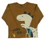 Hnědé oversize triko s dinosaurem George