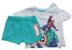 2set- Světlešedé tričko Avengers + Zelené bavlněné kraťasy Marvel