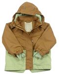 Hnědo-zelenkavá šusťáková jarní bunda s kapucí TCM