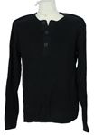 Pánský černý žebrovaný svetr s knoflíčky H&M
