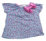 Modro-růžové květované tričko s mašlí H&M