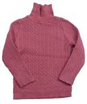 Růžový copánkový svetr s rolákem George