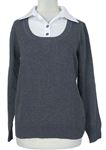 Dámský šedý svetr s košilovým límečkem Designers 