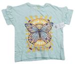 Světlemodré tričko s motýlem a volánky F&F