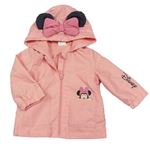Světlerůžová šusťáková podzimní bunda s Minnie a kapucí Disney
