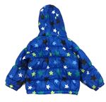 Modrá hvězdičkovaná šusťáková zimní bunda s kapucí zn. M&Co