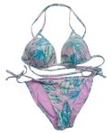 Dámské růžovo-modré vzorované dvoudílné plavky New Look 