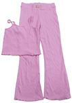 2Set - Růžový žebrovaný crop top + flare kalhoty - Barbie RIVER ISLAND