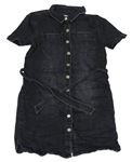 Černé riflové košilové šaty s páskem River Island