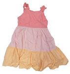 Lososovo-růžovo-oranžové krepové šaty F&F