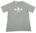 Šedé melírované tričko s logem Adidas 