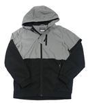 Šedo-černá reflexní šusťáková podzimní bunda s kapucí Primark