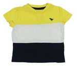 Žluto-bílo-tmavomodré tričko s dinem Next