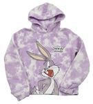 Levandulovo-bílá vzorovaná mikina Bugs Bunnym a kapucí C&A