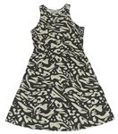 Antracitovo-béžové vzorované bavlněné šaty H&M