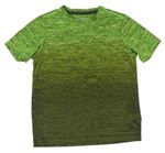 Zeleno-khaki melírované ombré sportovní funkční tričko