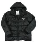 Černá šusťáková zimní bunda s logem a kapucí Hype