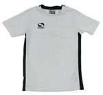 Bílé sportovní tričko s černými pruhy a logem Sondico
