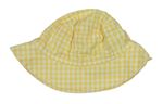 Žluto-bílý kostkovaný plátěný klobouk Jojo Maman Bebé