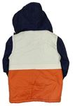 Bílo-oranžovo-tmavomodrá zimní bunda s kapucí zn. M&S