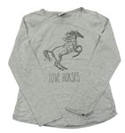 Šedé melírované triko s třpytivým koněm Yigga