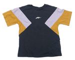 Tmavomodro-skořicovo-lila tričko s logem Next