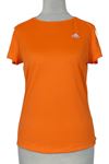 Dámské oranžové sportovní tričko s pruhy Adidas 