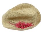 Béžový slaměný klobouk s květy Pusblu