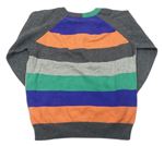 Šedý lehký svetr s barevnými zády zn. M&S