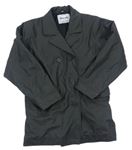 Černý koženkový zateplený kabát