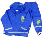 2Set - Cobaltově modrá pláštěnka s dinosaurem - T-REX a kapucí + nepromokavé kalhoty