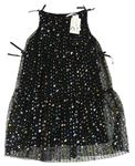 Černé síťované flitrové šaty Zara