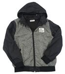 Šedo-černá šusťáková podzimní bunda s kapucí H&M