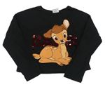 Černé crop triko s Bambim Disney