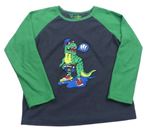 Šedo-zelené fleecové pyžamové triko s dinosaurem Primark