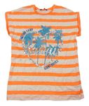 Neonově oranžovo-bílé pruhované tričko s palmami George
