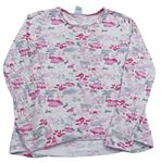 Bílo-růžovo-šedé vzorované pyžamové triko Sanetta