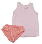 2set - Růžová košilka + růžové puntíkované kalhotky 