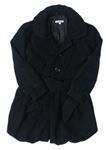 Černý flaušový podšitý kabát s páskem Bluezoo