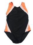 Černo-oranžové jednodílné plavky Next