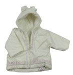 Bílá semišová zateplená bunda s výšivkou Mothercare